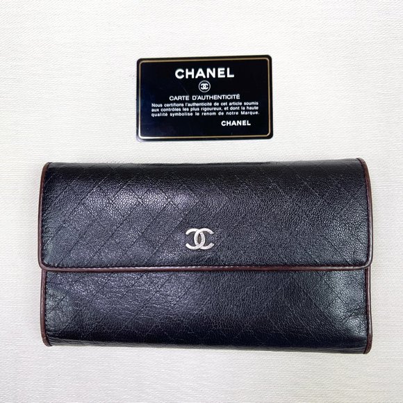 AUC Chanel Black Quilted Leather Diamond Stitched Continental Flap Wallet $2900 - Picture 7 of 16